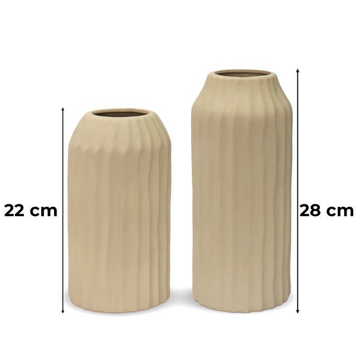 Set 2 vases en céramique 22cm + 28cm