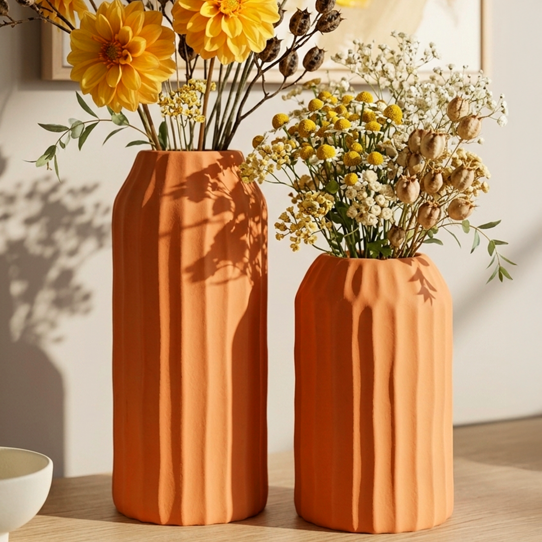 Set 2 vases en céramique 22cm + 28cm