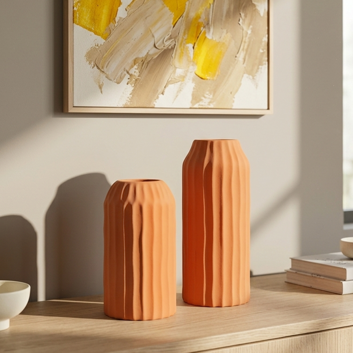 Set 2 vases en céramique 22cm + 28cm
