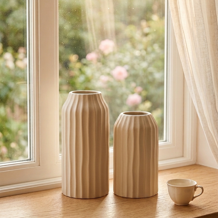 Set 2 vases en céramique 22cm + 28cm