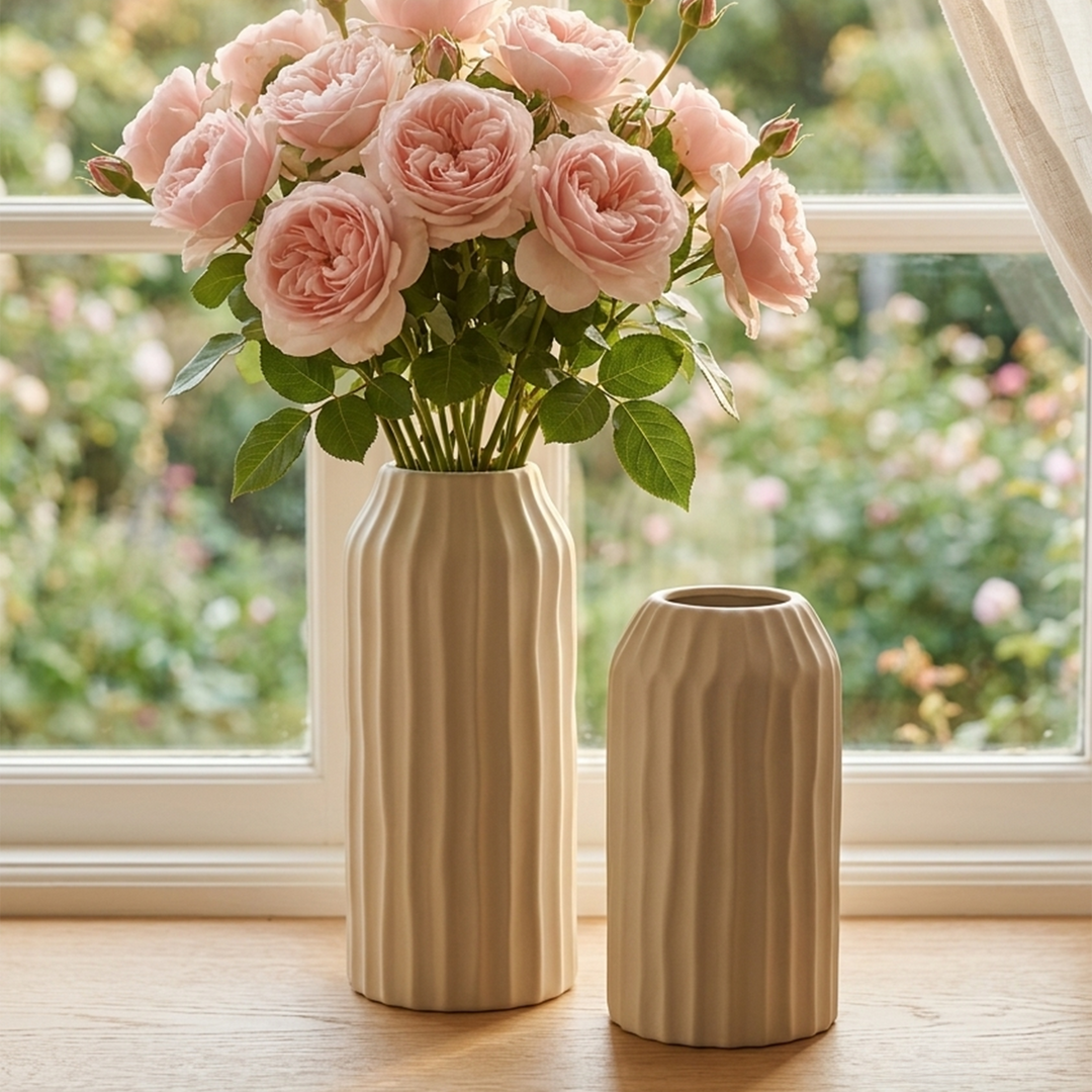 Set 2 vases en céramique 22cm + 28cm