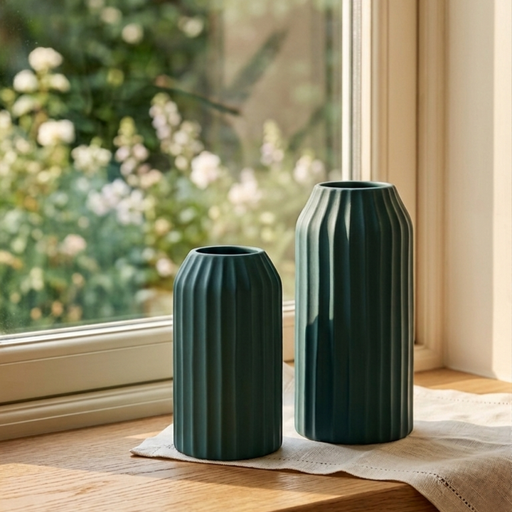 Set 2 vases en céramique 22cm + 28cm