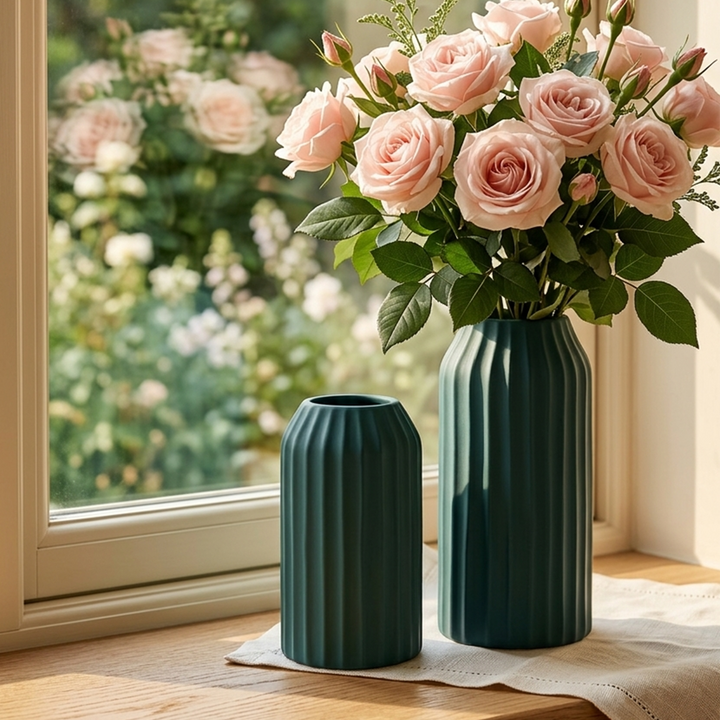 Set 2 vases en céramique 22cm + 28cm