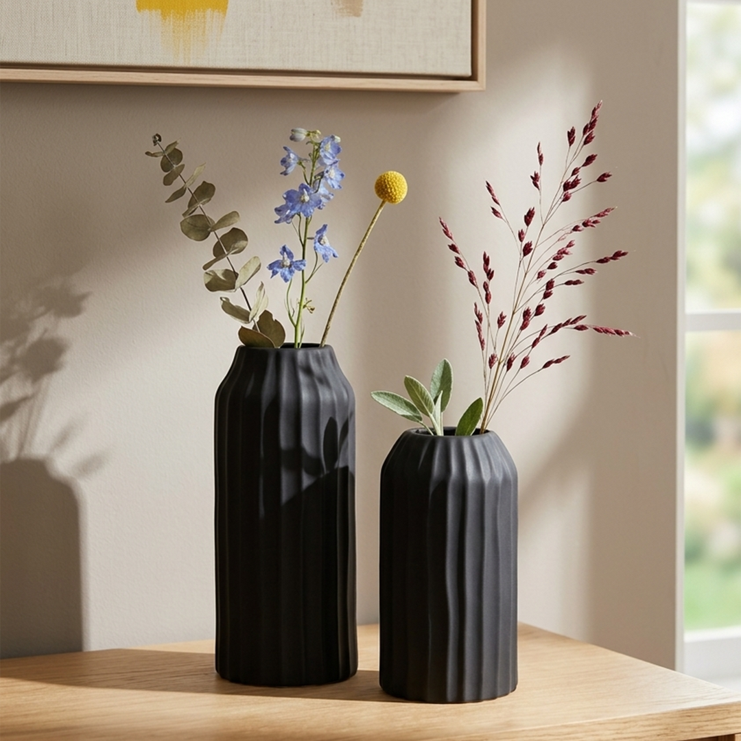 Set 2 vases en céramique 22cm + 28cm