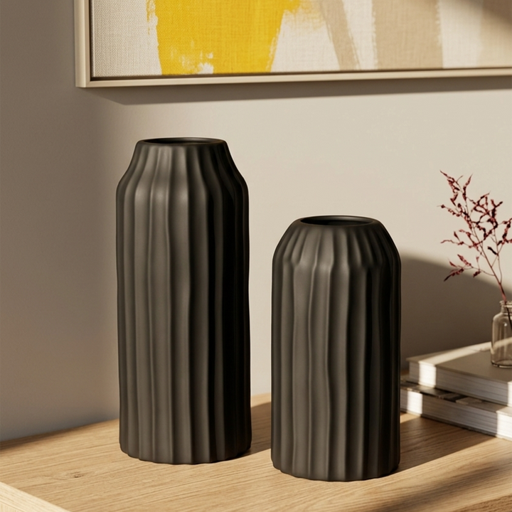 Set 2 vases en céramique 22cm + 28cm