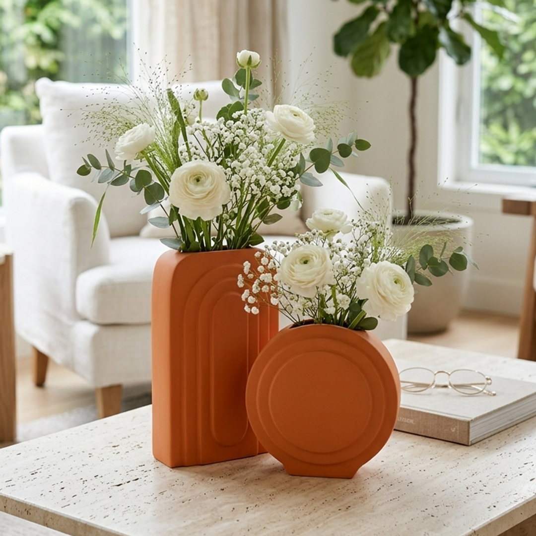 Set 2 vases en céramique 20cm + 27cm
