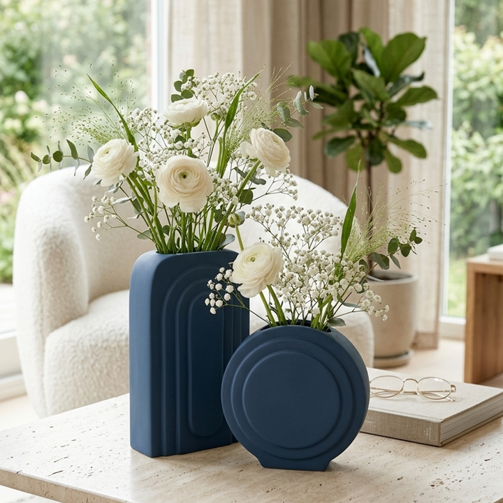 Set 2 vases en céramique 20cm + 27cm