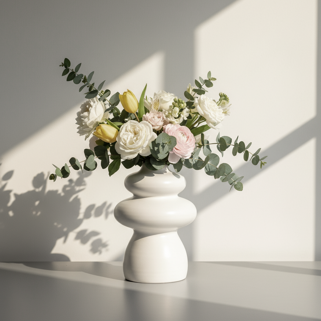Vase en céramique blanc 13x27cm