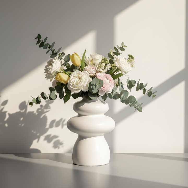 Vase en céramique blanc 13x27cm
