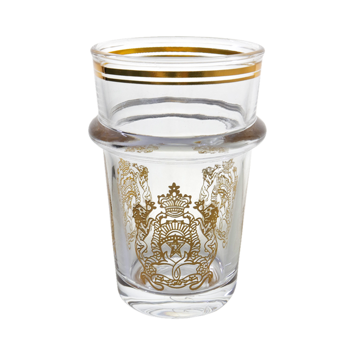 12 verres à thé dorés "Armoiries du Maroc"