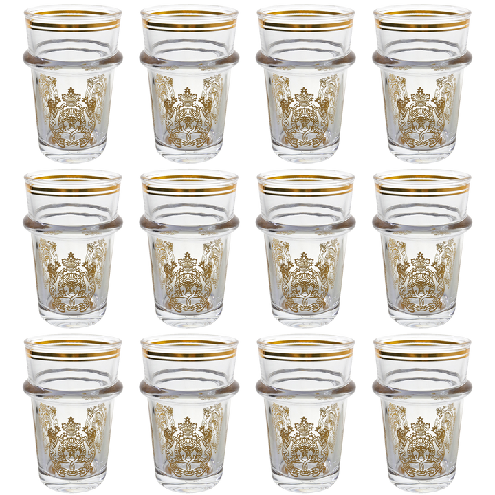 12 verres à thé dorés "Armoiries du Maroc"
