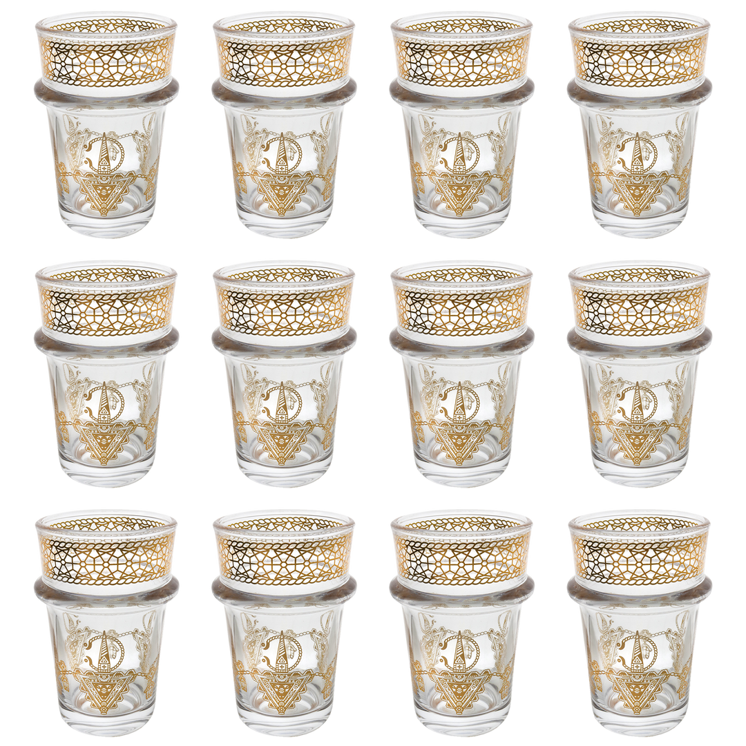 12 verres à thé dorés "Tazerzit"