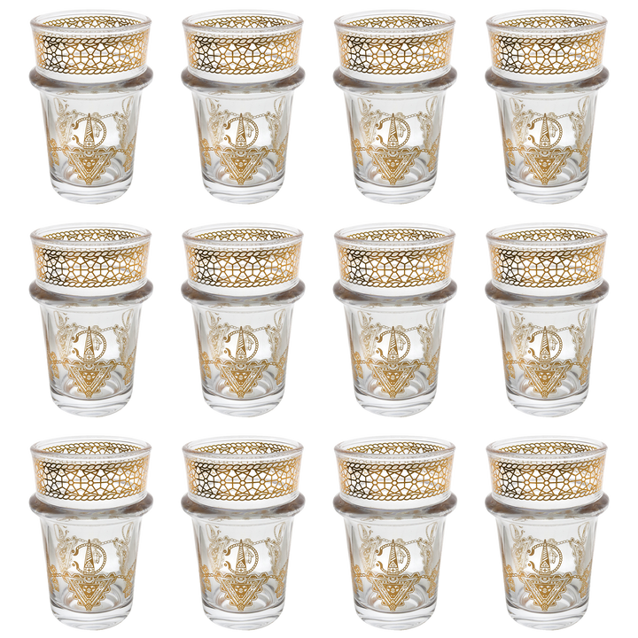 12 verres à thé dorés "Tazerzit"