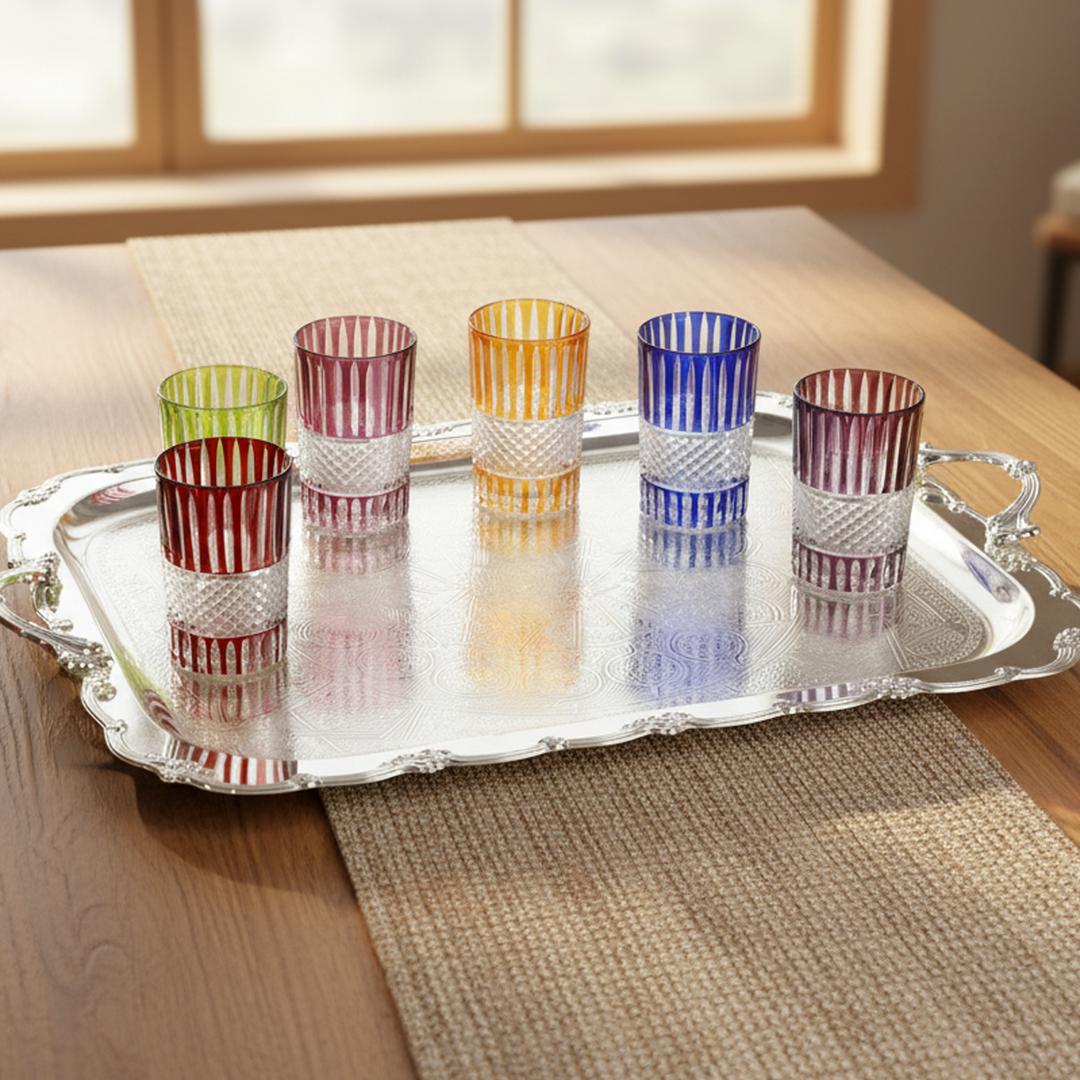 6 verres à thé colorés