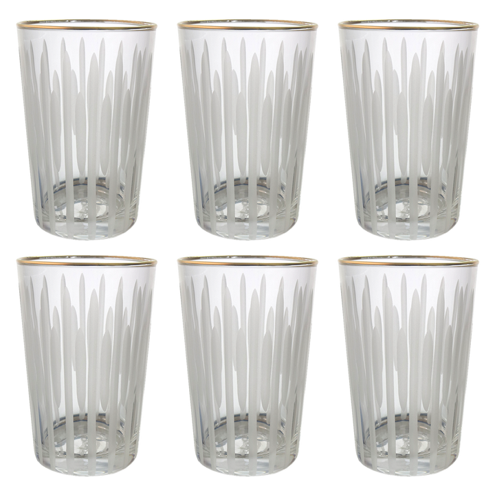 Set 6 verres à thé bordure dorée
