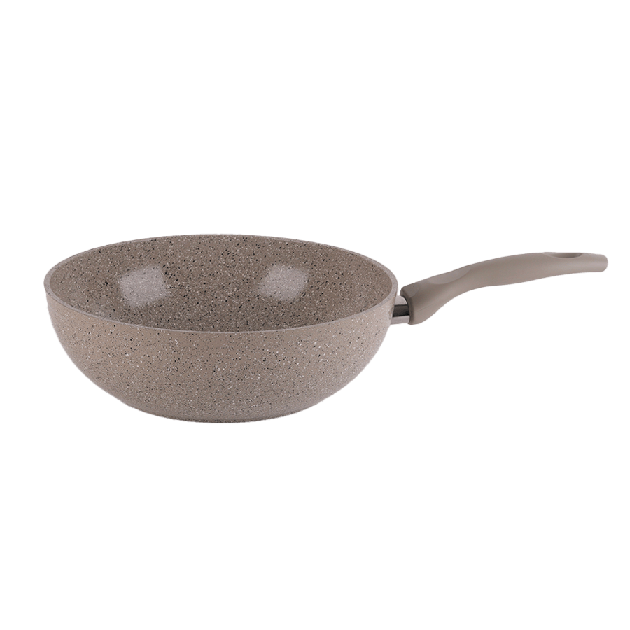 Wok beige granite 28cm - Saga Cuisine