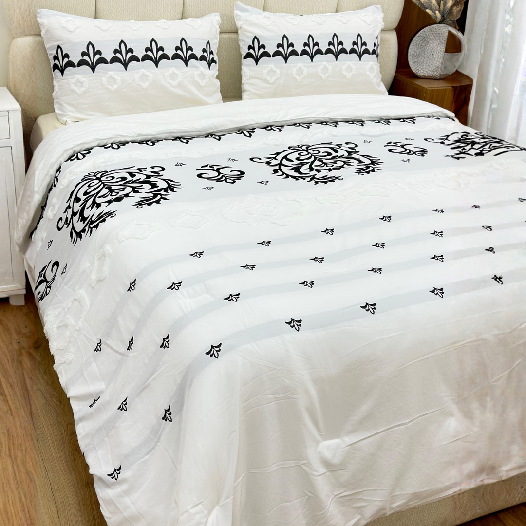 Couvre lit 240x240cm + 2 Taies d'oreiller 50x70cm