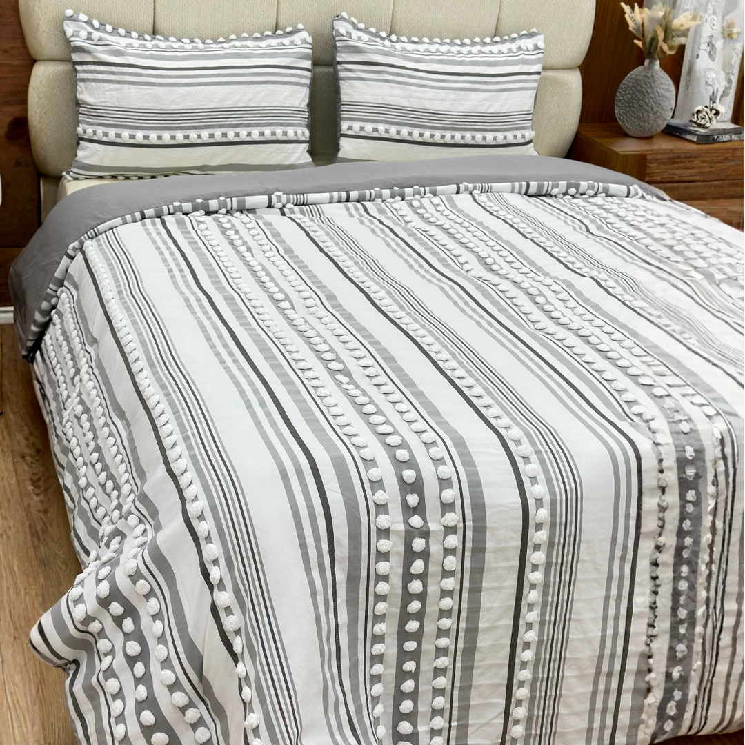 Couvre lit 240x240cm + 2 Taies d'oreiller 50x70cm