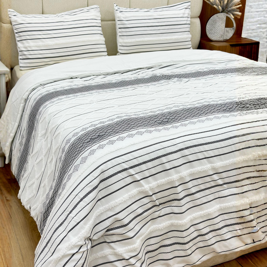 Couvre lit 240x240cm + 2 Taies d'oreiller 50x70cm