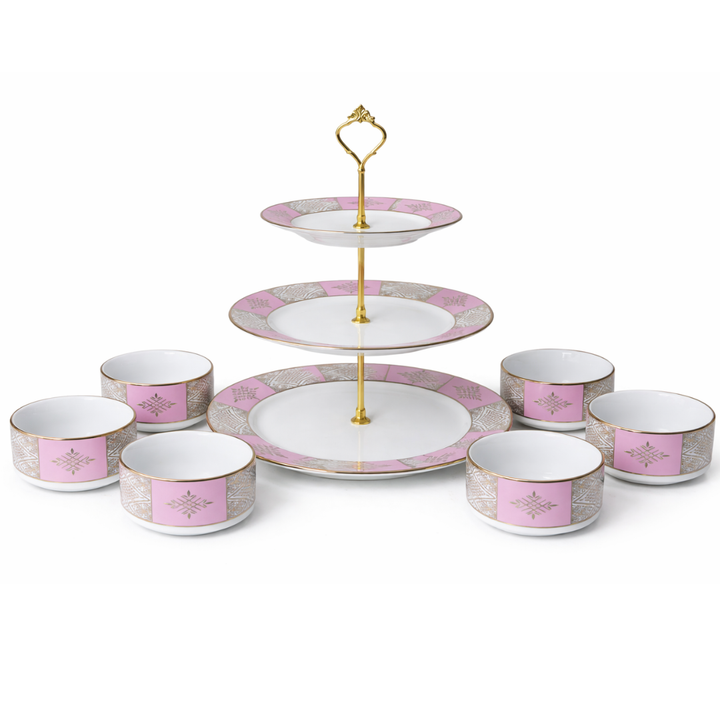 Set présentoir 3 niveaux 19cm/23cm/27cm + 6 bols 10cm beldi