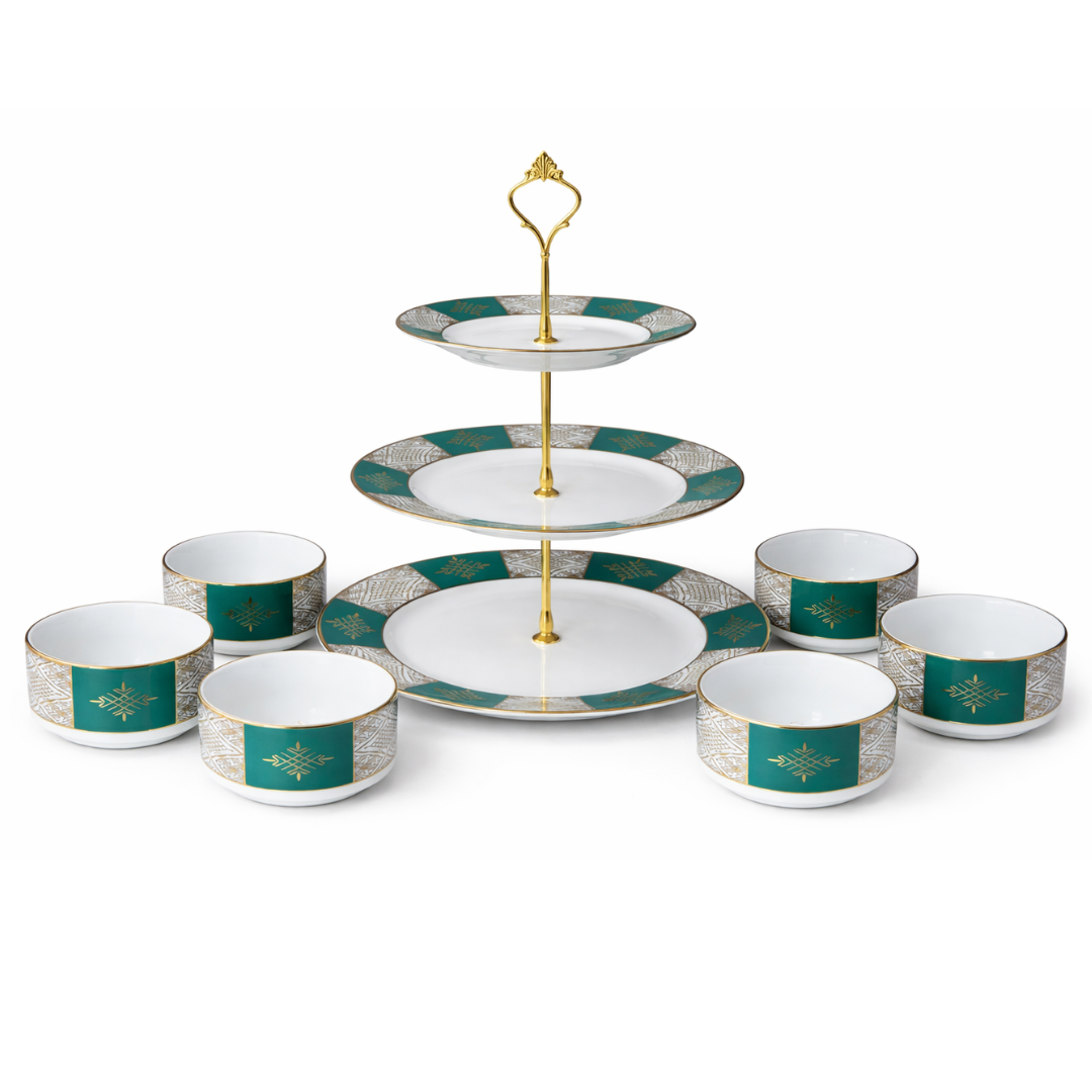 Set présentoir 3 niveaux 19cm/23cm/27cm + 6 bols 10cm beldi