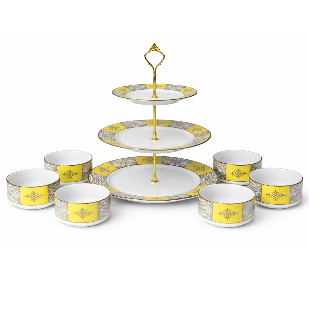 Set présentoir 3 niveaux 19cm/23cm/27cm + 6 bols 10cm beldi