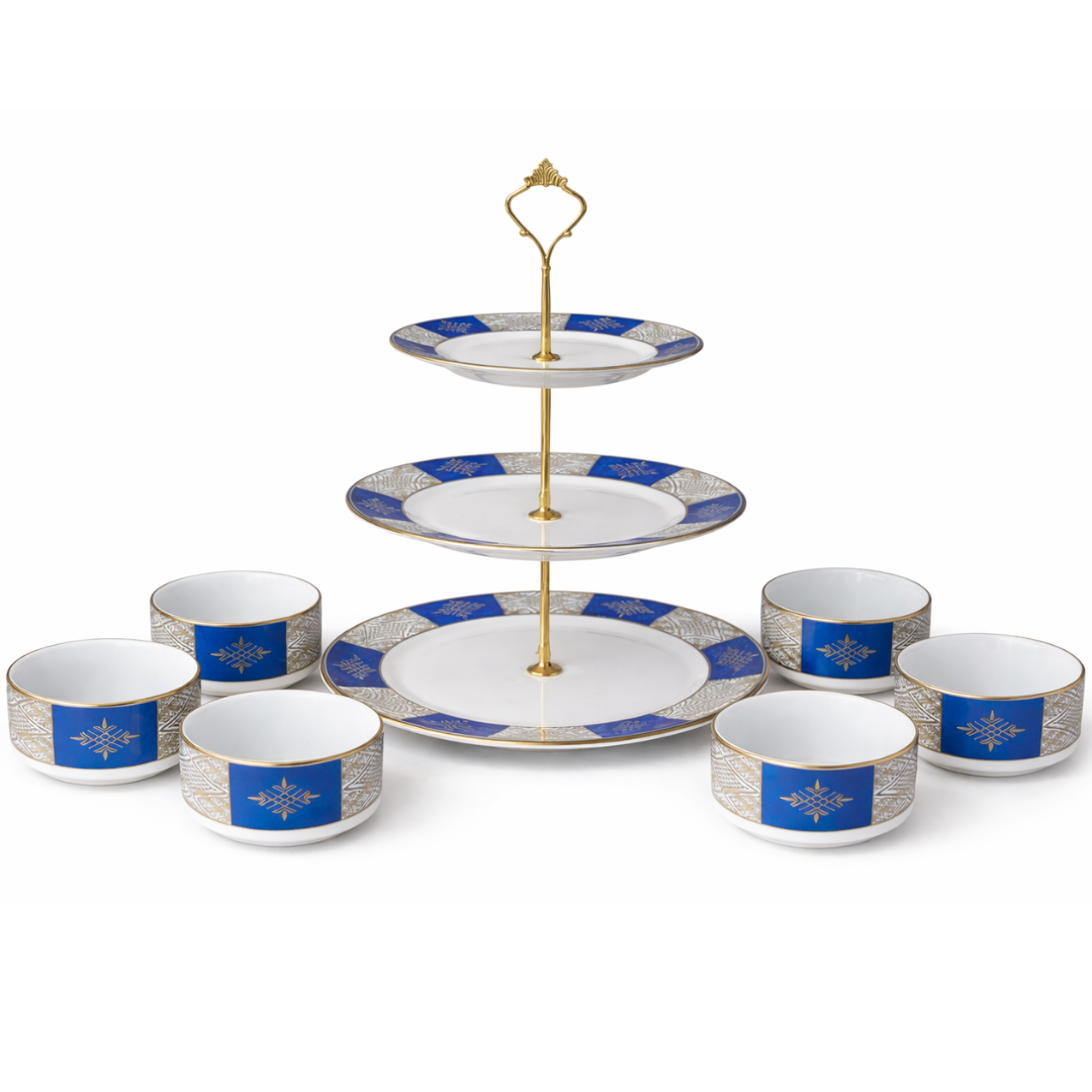 Set présentoir 3 niveaux 19cm/23cm/27cm + 6 bols 10cm beldi