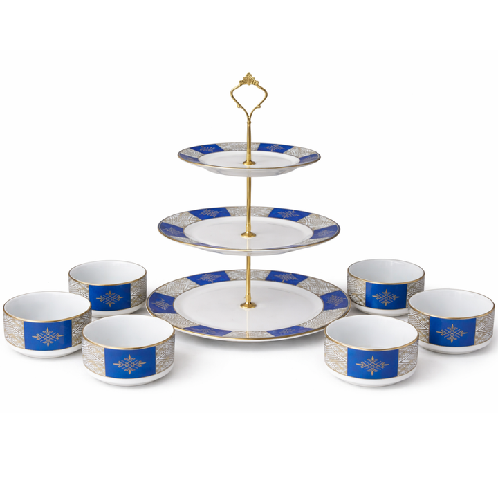 Set présentoir 3 niveaux 19cm/23cm/27cm + 6 bols 10cm beldi