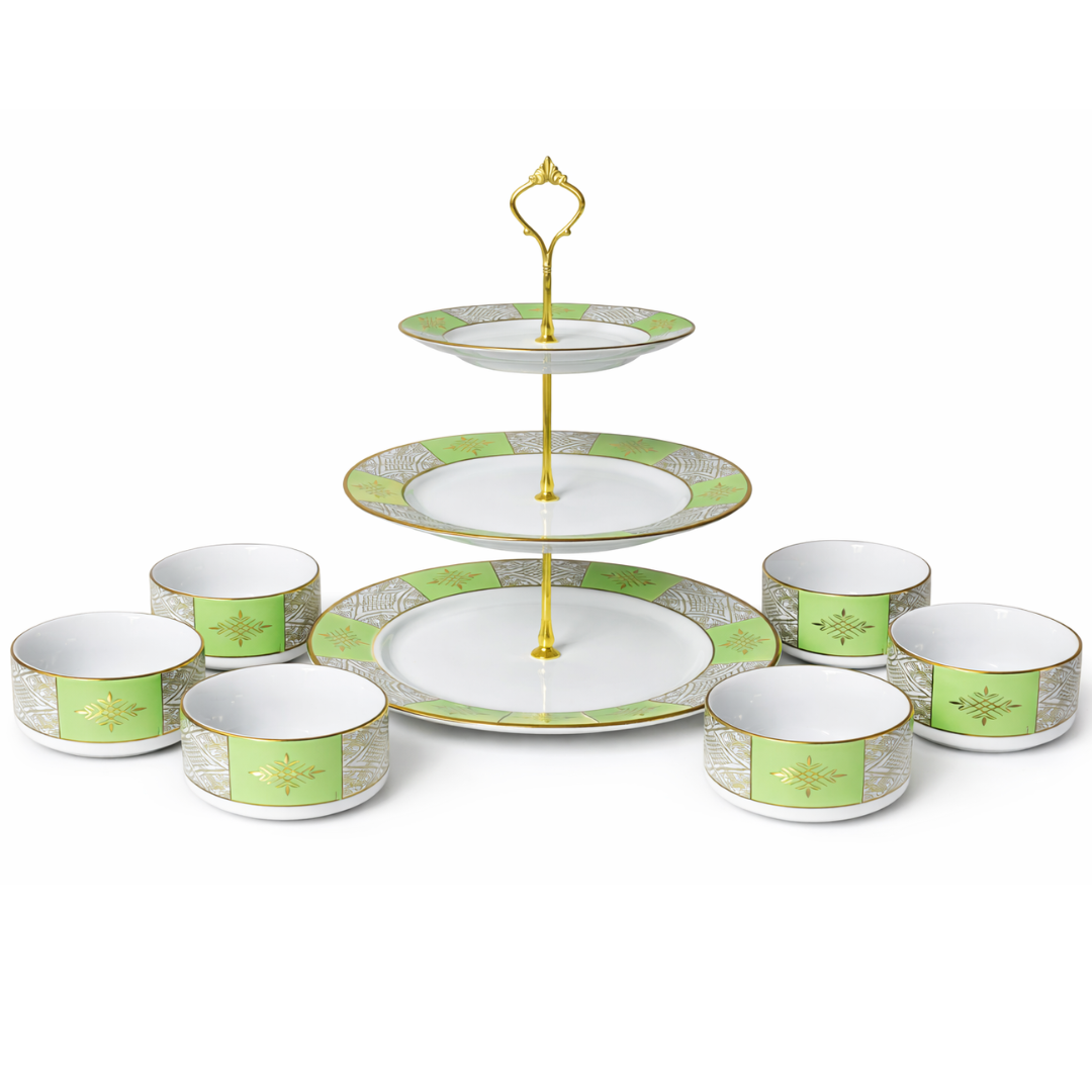 Set présentoir 3 niveaux 19cm/23cm/27cm + 6 bols 10cm beldi