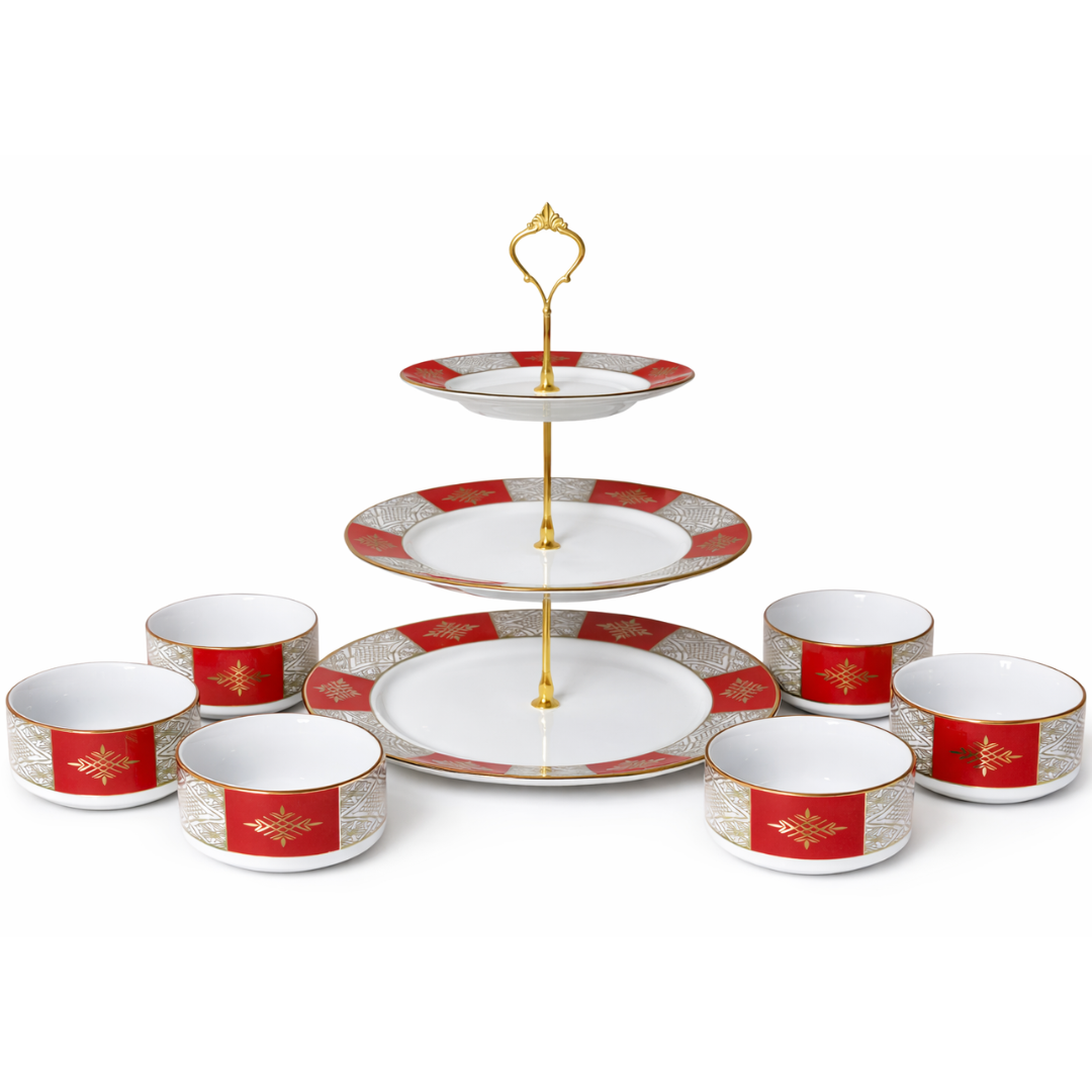 Set présentoir 3 niveaux 19cm/23cm/27cm + 6 bols 10cm beldi