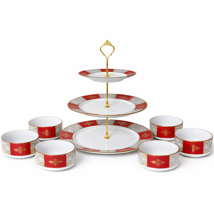 Set présentoir 3 niveaux 19cm/23cm/27cm + 6 bols 10cm beldi