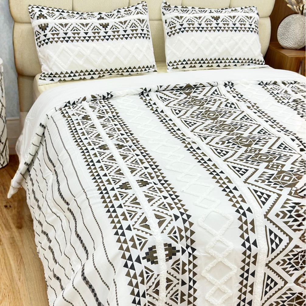 Couvre lit 240x240cm + 2 Taies d'oreiller 50x70cm