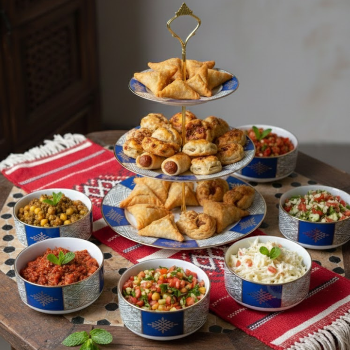 Set présentoir 3 niveaux 19cm/23cm/27cm + 6 bols 10cm beldi